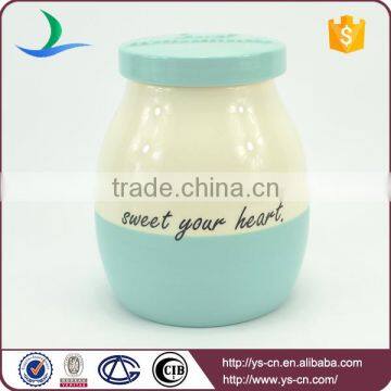 Newest Style Ceramic Canister Jars With Blue Lid photo-4