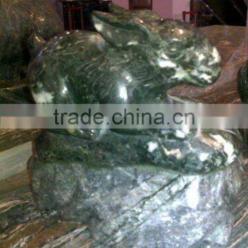 indoor decorative carved green jade rabbit sculpture(20 years factory)