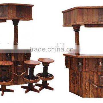 Thailand Style Bar Counter and Chairs Set, Restaurant/Hotel/Club Bar Furniture, Solid Wood Bar Table and Chairs (BF01-X1170) photo-4