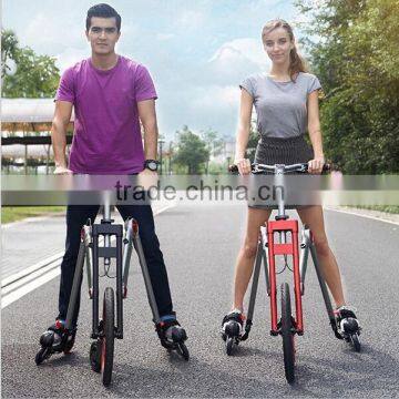 2016 Hot High Quality Folding Roller Skating Bicycle Fasion Flexible 3 Wheel Bike With Roller Skating Shoes Wholesale