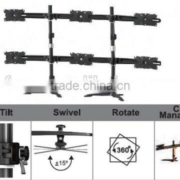 Six Desk Quad LCD monitor arm stand mount