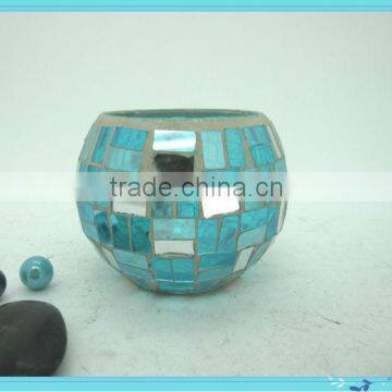 Hotel Decoration Blue Shimmering Mirrored Mosaic Fresh Art Deco Vase photo-4