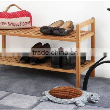 Housewares 40 x 70 x 27 cm 2 Tier Walnut Wood Shoe Rack photo-2