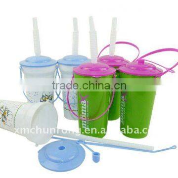 Children plastic cup with straw