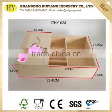 Unfinished Pine Wooden Tea Box Wholesale photo-3
