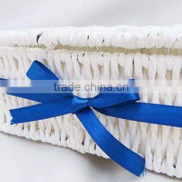 Stylish Paper Rope Weaving Basket With Lid for Cutlery Small Sundries Storage photo-6