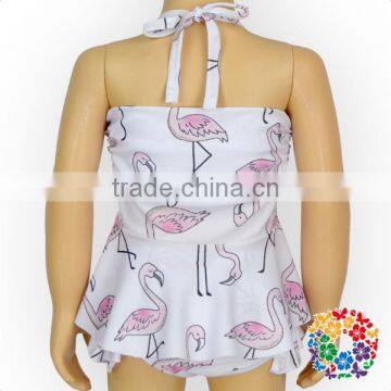 Kid Ruffle Swimwear Bikini Summer White Print Swimming Clothes Set Wholesale Swimsuits photo-3