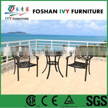 All weather outdoor aluminium round table chair set