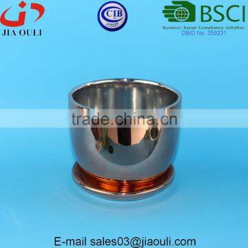 Quality Plating Gold / Copper Ceramic Plant Pots With Saucer photo-4