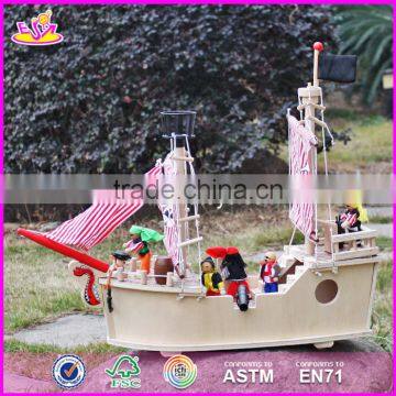2017 New Design Funny Children Wooden Pirate Ship Toy for Sale W03B061 photo-6