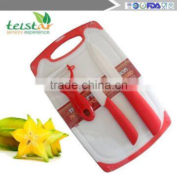 Manufacturers selling 3 sets ceramic knife with plastic cutting board combination suit