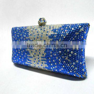 Hard Case Metal Frame Evening Clutch Bags with Crystal Stones