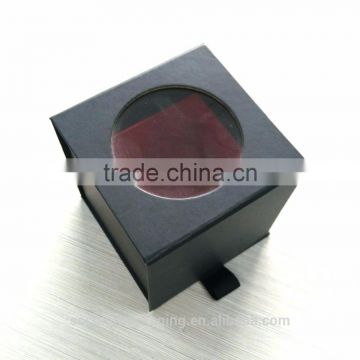 Fashion custom matte black cardboard folding box magnetic closure with PVC window