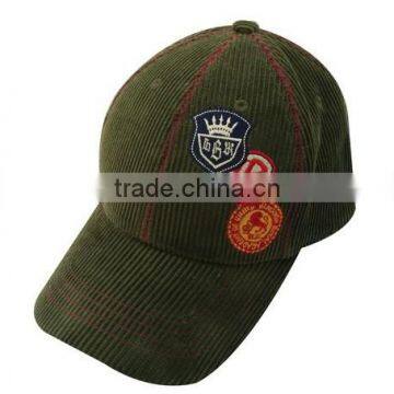 Custom 3D Embroidery Custom 6 Panel Corduroy Baseball Cap / Cheap Baseball Cap Wholesale