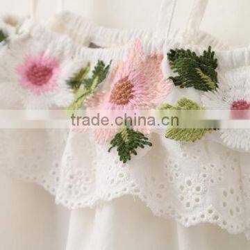 2017 Wholesale High Quality Girls Spaghetti Strap Vest With Embroidered Lace Layer Frill photo-3