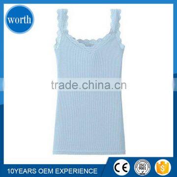 Customized Single Color Lace-straped Tank Top, Sleeveless Women t Shirt