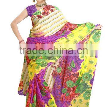 Digital Flower Printed Saree Looking Amazing photo-2