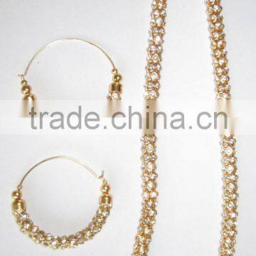 Crystal Necklace String Hoop Earrings Set photo-5