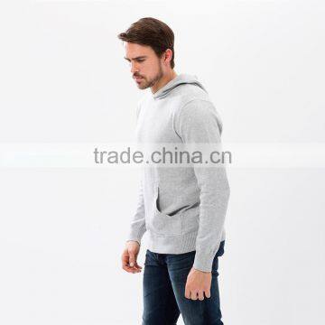 Men's Plain Grey 100% Polyester Hooded Sweatshirt photo-2