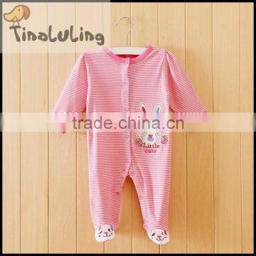 new arrival baby rabbite stirpe easter pink footed pajamas fleece winter sleepwear