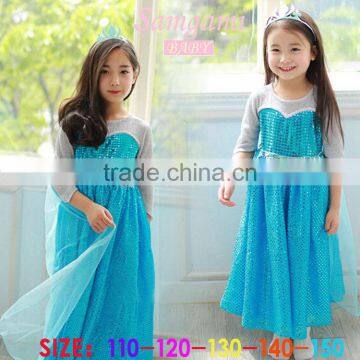 fashion children dresses baby summer blue dress kids clothes 2015