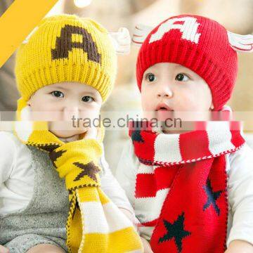 TC17008 Wholesale cute baby winter hat and scarf