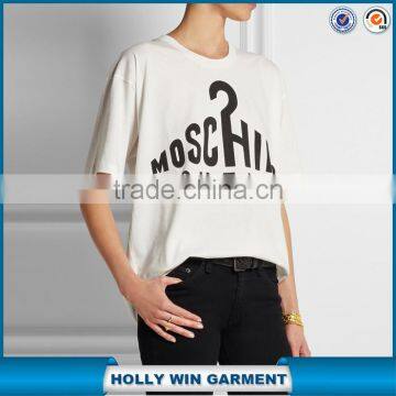 Oversized white printed cotton print t-shirt for sale