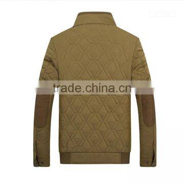 Mens Classic Stand Collar Quilted Jacket With Elbow Patch photo-2