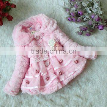 Children's Girls Elegant Baby Faux Fur Fleece Lined Kid Coat 18908 photo-3