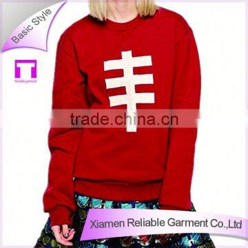 American style red printed scoop neck hoodies fo fitness