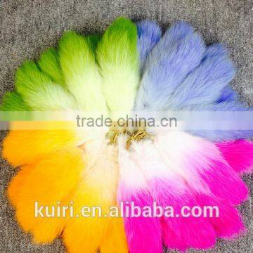 Colorful Fox Fur Keychains 100% Real Fox Fur Rehinstone Tail Bag Pendants Accessory photo-6