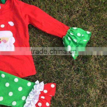 Fashion Christmas Grils Otufits Baby Kids Wear Santa Red Top Kids Green White Dot Pants With Mtaching Headband Set photo-5