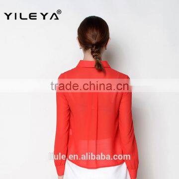 Cute Collar Designed Fashionable Casual Long Sleeve Women Fashion Blouse Shirts photo-2