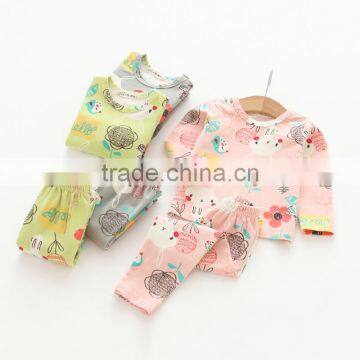 Autumn New Style Animal and Flower Printing Cotton Soft Girl Pajamas photo-3