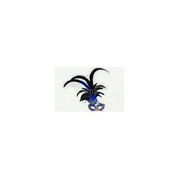 Halloween Carnival Venetian Masks / Blue Colombina Mask With Metal