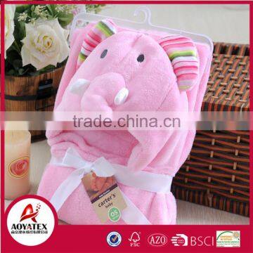 embroidered cartoon cartoon100% polyester travel hooded baby blanket