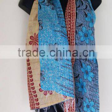 Buy Blue Kantha Work Silk Stole Online At JaipurOnline Shop