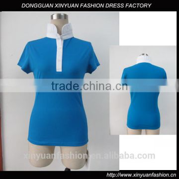 Wholesale High quality women riding ruffle t shirt short sleeve for horse riding outfits