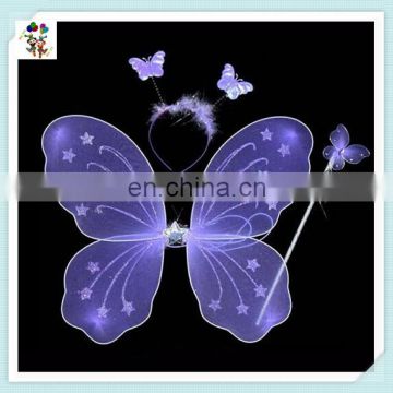 3pcs Set Kids Party Butterfly Fairy Wings with Wand Headband HPC-0888