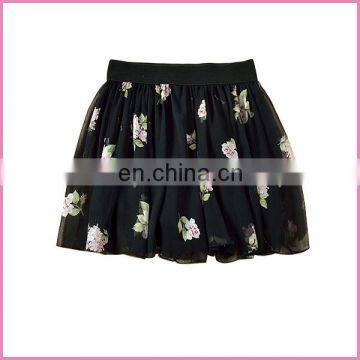 elastic waistband cheap chiffon optional color pantskirt culottes