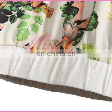 Floral Printed Chiffon Girl's Jacket Flower Baseball Top Jacket photo-5