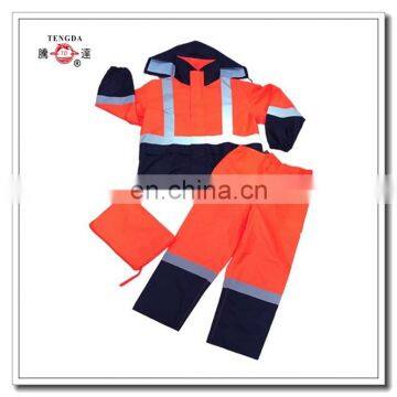 en471 hi-visibility traffic rain coat with pants for workers