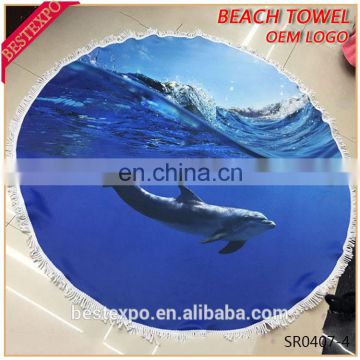 wholesale hawaii animal print dolphin blanket cotton round beach towel