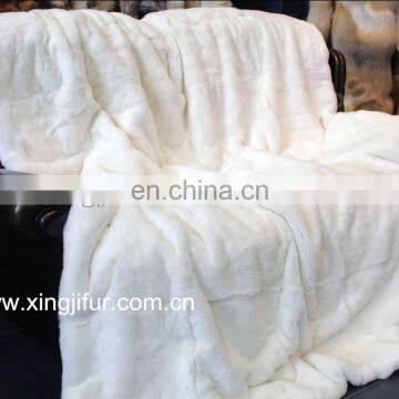 Natural white rex rabbit blanket