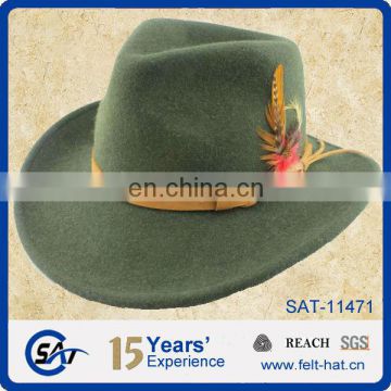 Olive 100% wool felt cowboy hat stesten hat for wholesale