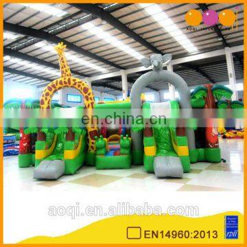 AOQI cheap PVC tarpaulin forest playland inflatable fun city for kids commercial use inflatable fun city with EN14960