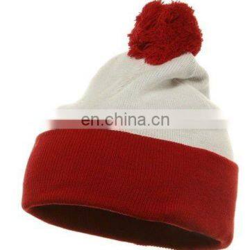 Hot sell High quality 100% acrylic assorted color jacquard knitted hat or winter beanie with lovely yarn ball