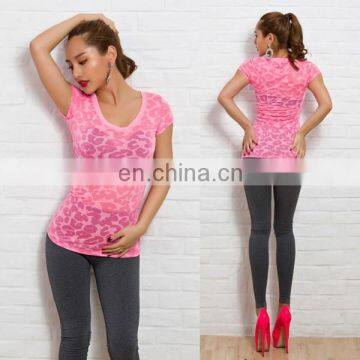 t-shirt hot basic new model sexy tight burn out cotton t shirt women