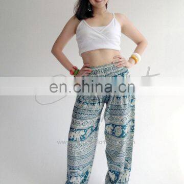 Casual Smock Elasticated Waist Aladdin Trouser Boho Harem Thai Rayon Women Pants