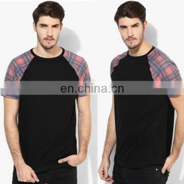 Black Checked Regular Fit Round Neck T-Shirt Latest new model shirts